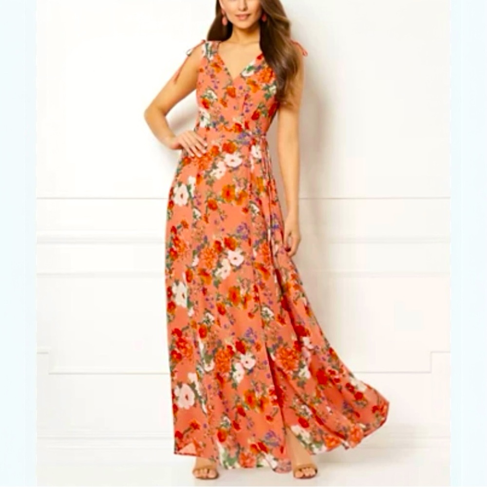 Eva Mendes for New York & Company Floral Maxi Dress in Pink and White Size XS